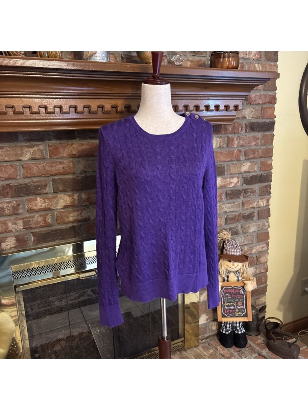 lauren ralph lauren Purple Knit Sweater Size Large Cotton Blend